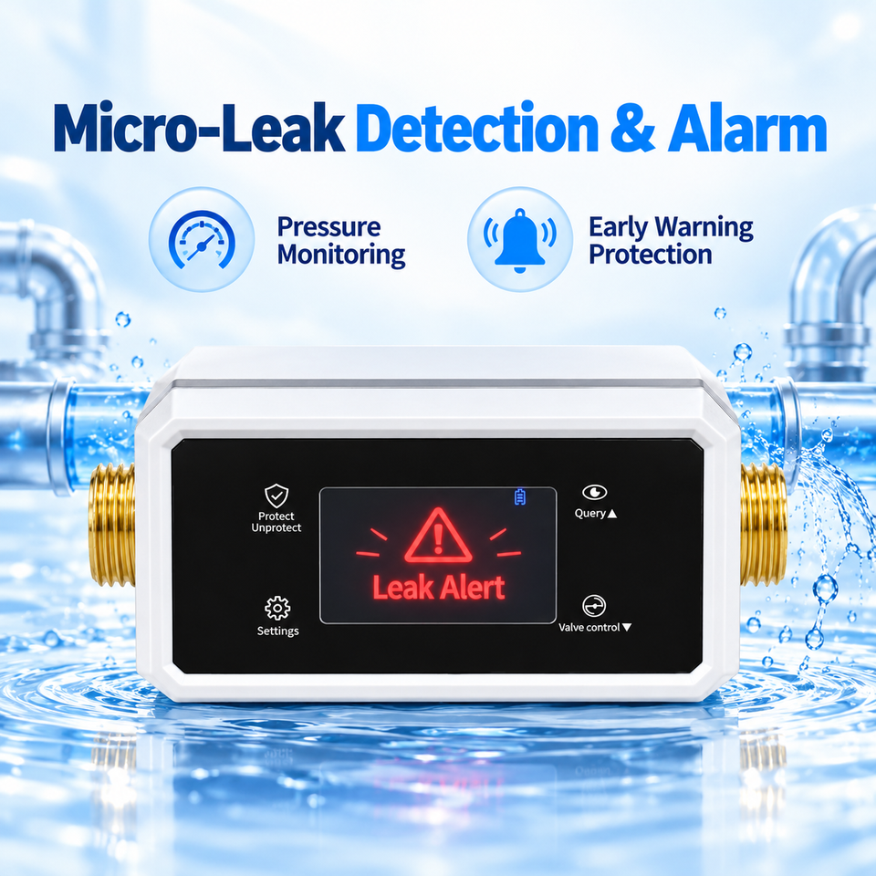 Ultrasonic Water Flow Meter Valve with Smart Leak Detection Pressure ...