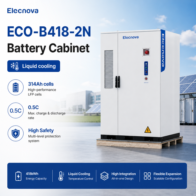 ECO-B418LP-2N Liquid-cooled Battery Cabinet 418kWh ESS Solution with Pack-level Cooling & Modular Parallel Expansion