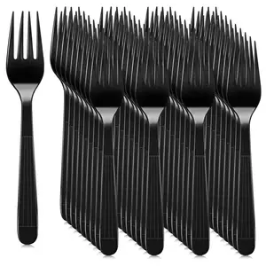 1000pcs 5g Plastic Fork Cutlery PP Tableware Black/White Disposable Fork For Restaurant