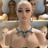 Busto de Maniquí Realista Negro Marrón, Cabeza de Maniquí Femenina, Soporte para Peluca, Cabeza de Maniquí de Exhibición