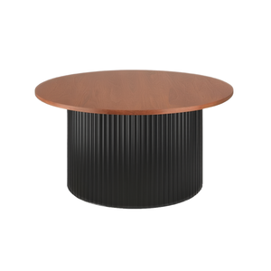Mesa Auxiliar Redonda Moderna con Diseño Acanalado, Mesa Decorativa de Madera para Sala de Estar - Product Image 1