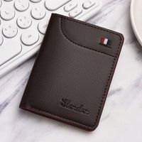 Dompet Mini Ultra Tipis Uniseks Gaya Pendek Gaya Vertikal Remaja Personalisasi Sederhana Kulit Lembut Lipat Klip Anti Maling Trendi