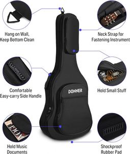 Échantillon gratuit, usine source, prend en charge l'OEM, sacs de guitare acoustique classique en coton et polyester imperméable de 38-41 pouces - Product Image 6