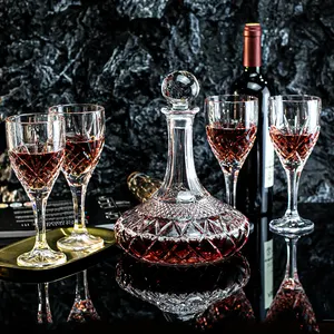 NOVARE Wholesale New Design Engraved Wine Decanter Set With Goblet Wine Glass