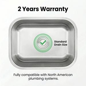 Wastafel Dapur Baja Tahan Karat S304 Buatan Tangan Bergaransi 2 Tahun Desain Modern Satu Lubang Persegi Panjang Permukaan Poles - Product Image 4