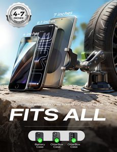 Support de téléphone de <span class=keywords><strong>voiture</strong></span> tout <span class=keywords><strong>en</strong></span> métal durable, fixation sur pare-brise, rotatif à 360°, compatible avec les téléphones de 4 à 7 pouces, universel - Product Image 6