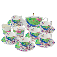Service à thé élégant en porcelaine fine britannique, haut de gamme, 15 pièces, pour 6 personnes
