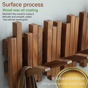Wooden Piano Key Style <b>Wall</b> Mount Coat Rack With Hat <b>Hook</b> Multipurpose Entryway Storage Rack Rectangle Shape Creative Design - Product Image 3