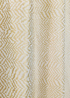 Rideau prêt-à-poser chic en voile effet soie, style luxe à rayures zébrées dorées, avec œillets, motif géométrique style marocain.
