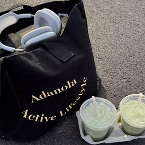 حقيبة تسوق نسائية كبيرة فاخرة من القماش القطني السميك بتصميم عصري مطبوع حسب الطلب مع شعار - Product Image 6