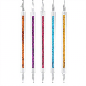 Lot de 5 stylos à double tête pour nail art, avec paillettes, pour la décoration florale, outils de perçage en plastique et métal - Product Image 1
