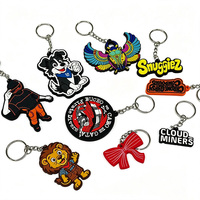 Porte-clés personnalisé en PVC 2D/3D, animaux de dessin animé, anime, vente en gros, OEM, faible MOQ, anneau en acier inoxydable, cadeau promotionnel durable