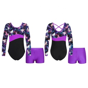 4-14 <b>Kids</b> Girls Dance Costumes Wholesale Salsa Latin Ballroom Dancing Leotard With Shorts Sports Gymnastic Exercises Competition - Product Image 3