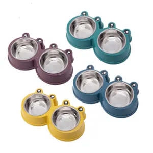 Stock Großhandel Easy Clean Wear Resistant Double Food Bowl Spritzwasser geschützte Hunde wasserschale für Pet Cat