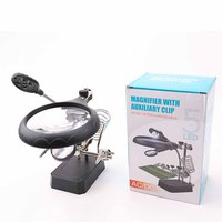 LED Light Table Desktop Magnifier with Helping Hand for Repairs Desktop Magnifying Glass