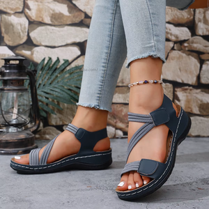 Women Summer Large <b>Magic</b> <b>Tape</b> Wedge Sandals New Sports Style Beach Sandals Wholesale - Product Image 2