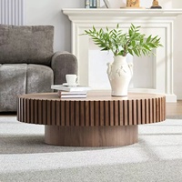 Table basse ovale moderne à cannelures, plateau en bois massif, table centrale minimaliste pour salon, style nordique, table d'appoint à profil bas