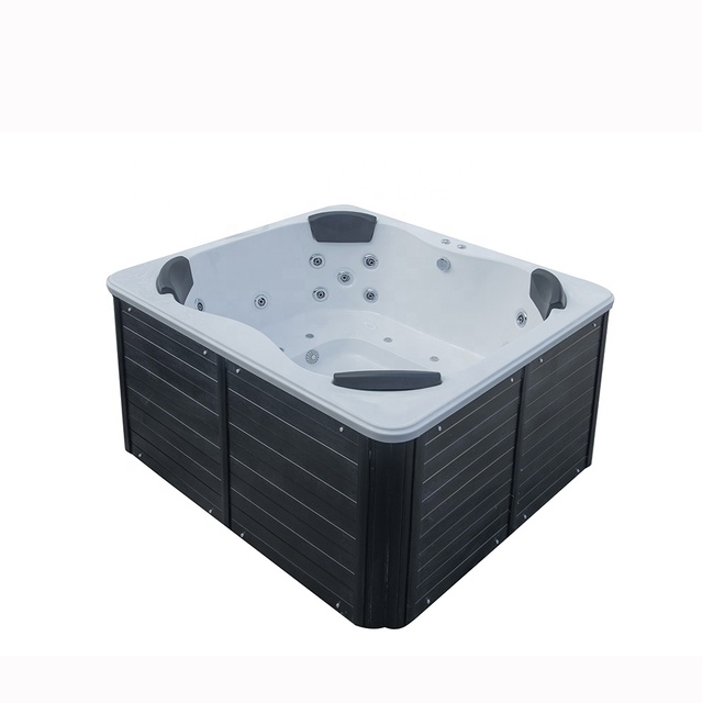 Outdoor Spa Hot Tub 4 Person Acrylic Whirlpool Bathtub with 16 Massage Jets 1.5KW Heater and LED Color Lights