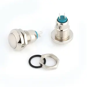 Metal Switch Push Button 8mm 2 Pins PC Power Momentatry Mini Self-locking Power Metal Push Button Switch