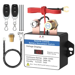 12V 240a Magnetische Vergrendeling Batterij Relais Digitale Display Anti-Diefstal Afstandsbediening Schakelaar Met Twee Draadloze Controle Fobs Voor Auto