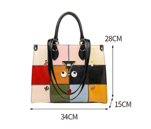Borsa Tote in Stile Retrò, Trendy con Blocchi di Colore, Indossabile <span class=keywords><strong>a</strong></span> <span class=keywords><strong>Mano</strong></span> o <span class=keywords><strong>a</strong></span> Tracolla, Spaziosa Borsa per lo Shopping 2946 - Product Image 6