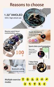 2025 Phụ Nữ Mới Thông Minh Đồng Hồ Nx21 1.32 ''Amoled Bt Cuộc Gọi Thiết Kế Mỏng 8.1Mm IP68 Không Thấm Nước - Product Image 3