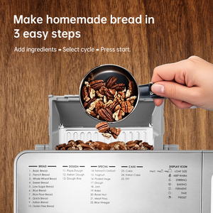Bm Cao Cấp Đa Chức Năng Điện Tự Động Sản Xuất Bánh Mì Gluten-Miễn Phí Cài Đặt Chức Năng Hẹn Giờ Thép Không Gỉ <span class=keywords><strong>2</strong></span> Lb Tiếng Anh - Product Image 4