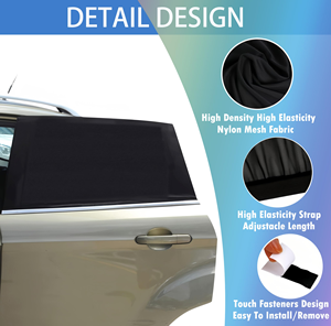 Pare-soleil pour vitre latérale (lot de 2) en spandex noir extensible et pliable, bloque les rayons du soleil, garde l'intérieur de la voiture au frais - Product Image 2