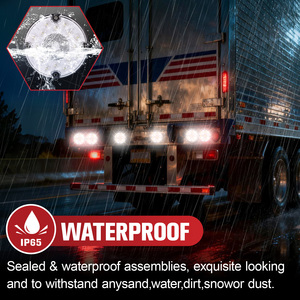 2 feux arrière ronds blancs à 17 LED de 7 pouces avec montage en surface à 4 trous pour camping-cars, camions, remorques, bus, fourgonnettes, étanches IP65 - Product Image 6