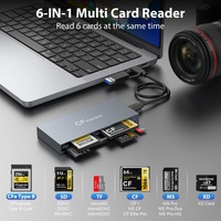Lecteur de carte CFexpress multifonction 6 en 1 USB 3.2 Gem2 10 Gbps, lecteur de carte mémoire Type B/SD/TF/CF/XD/MS