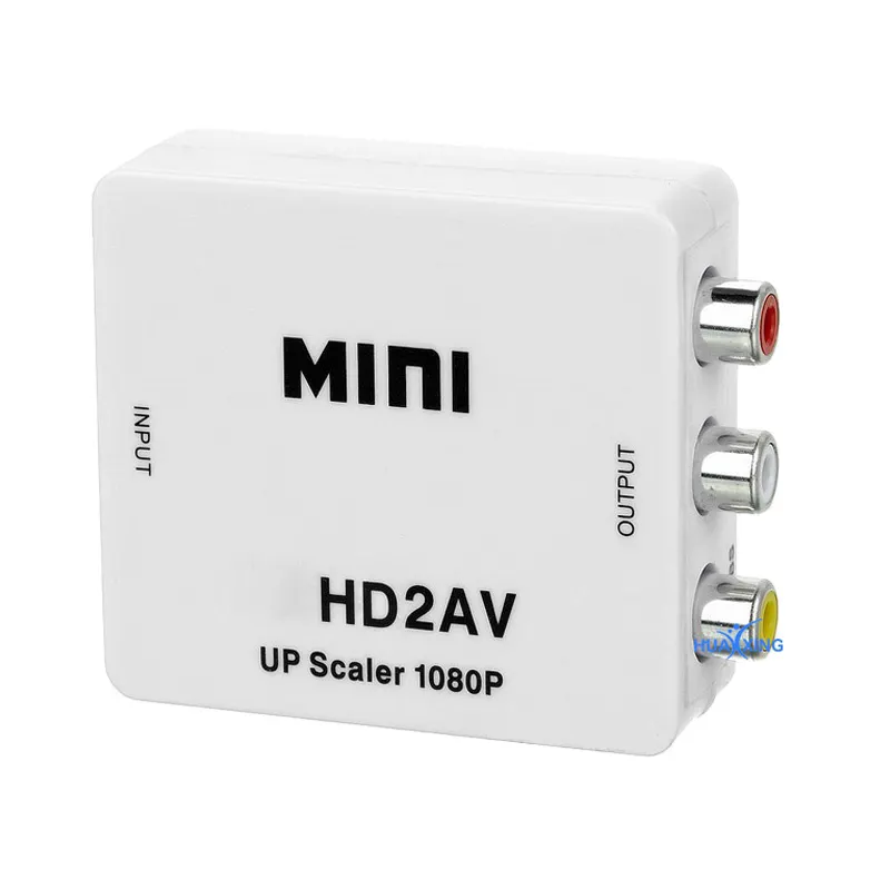 Convertitore Rca da Mini Vga a Av 1080p di colore bianco di vendita calda con adattatore Audio Vga2av da 3.5mm per Computer a Tv