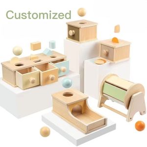 Jouet éducatif <span class=keywords><strong>Montessori</strong></span> en bois écologique et non toxique pour bébés, boîte à billes avec cible, couleurs personnalisables, pour jouer avec des pièces <span class=keywords><strong>de</strong></span> monnaie - Product Image 2