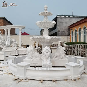 ราคาถูกสวนที่ทันสมัยสีขาวแกรนด์หินอ่อนผนังน้ำโบราณสิงโตรูปปั้นสวนน้ำพุ - Product Image 6