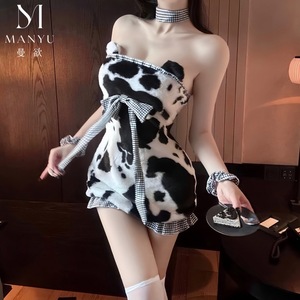 Man Yu Lingerie Sexy Noir et Blanc Cowgirl Pure Desire Ensemble Uniforme avec Jupe Courte et Soutien-Gorge Bandeau Mignon Taille 9633 - Product Image 1