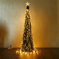 Grand sapin de Noël artificiel en PVC avec paillettes argentées, étoile sur le dessus, de haute qualité, réaliste, fin, pour l'intérieur/l'extérieur