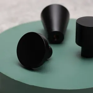 Poignées noires en laiton massif poignées et boutons de quincaillerie d'armoire de meubles poignée de bouton de porte moderne intérieur bouton noir tirer pour tiroir