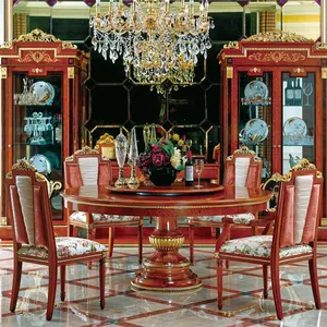 Italiano royal classico solido in legno di lusso granito top 59 pollici tavolo da pranzo rotondo con alte prestazioni