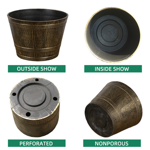 <span class=keywords><strong>Vasi</strong></span> a Forma di Botte di Vino in Resina con Finitura Ottone Anticato, Vaso Vintage per Fiori, Decorazione per Interni ed Esterni, Giardino e Casa - Product Image 4