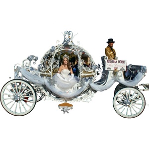 Décoration de Noël Chariot de Cendrillon, Chariot Classique Citrouille, Chariot à Chevaux, Chariot Électrique de Mariage - Product Image 1