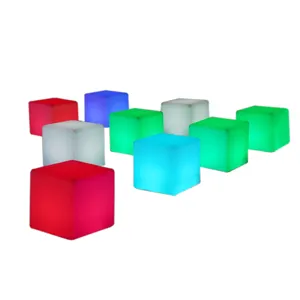 Lighted up Cube Stool Seat Chair Glowing LED Cube Furniture LED Table Lamp Rechargeable Set