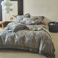Ensemble de literie décoratif baroque de luxe avec franges, grand couvre-lit avec 2 taies d'oreiller