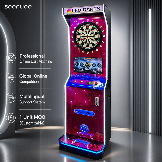 LEOdarts Arcade Game Cabinet Digital Control System English Support Metal Tempered Glass Construction 110/220V for Indoor Game