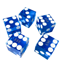Jeu de dés polyédriques en acrylique transparent bleu de qualité casino, 19 mm, 5 pièces, durables, numérotés en série, pour le jeu de craps