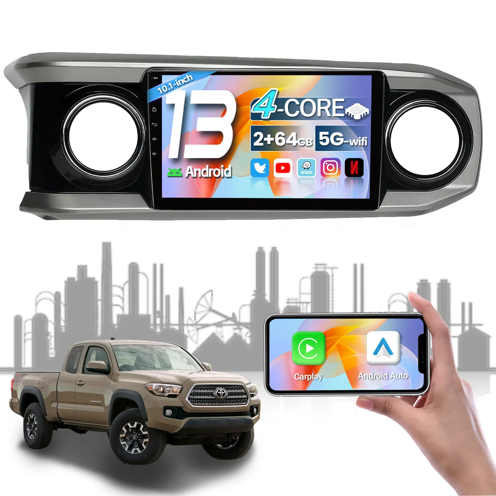 Toyota Tacoma 2016 Autoradio Hersteller 4 Core 2 64g Android 13.0 Universal Autoradio Auto GPS DVD-Player