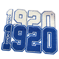 Écussons thermocollants en chenille brodée pour sweats à capuche et chapeaux, sororité Zeta Phi Beta, Royal and White, 1920