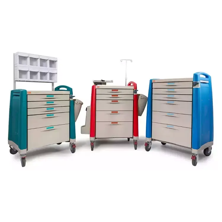 Hochey Medische Crash Winkelwagen Pp Mobiele Abs Drugs Ziekenhuis Medische Plastic Pp Emergency Winkelwagen Trolley Voor Kliniek