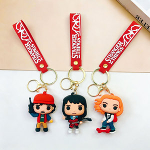 Llaveros de <span class=keywords><strong>Stranger</strong></span> <span class=keywords><strong>Things</strong></span>, Figuras de Acción 3D de PVC de Eleven/<span class=keywords><strong>Dustin</strong></span>/Demogorgon, Llaveros con Personajes de Dibujos Animados, Colgante para Bolsa - Product Image 2