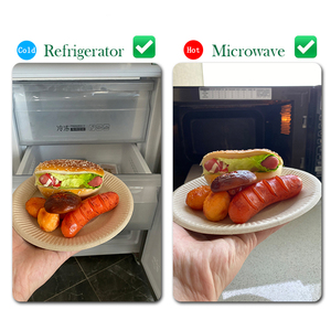 Plateau carré compostable en bagasse de 10 pouces, jetable, écologique, personnalisable avec logo couleur, avec couvercle en PET, à emporter - Product Image 5