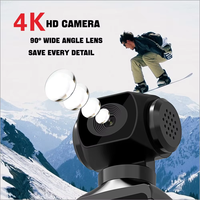 Caméra de poche haute définition 4K avec stabilisation EIS, mini caméra d'action pour le cyclisme en plein air, la moto, les vlogs, les sports, les voyages et l'enregistrement