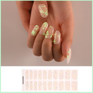 Wholesale Glitter Confetti Semi Cured <b>Gel</b> Nail Wraps 20pcs Nude UV <b>Gel</b> Nail Stickers Long Lasting 60s LED Curing Nail Strips <b>Kit</b> - Product Image 2